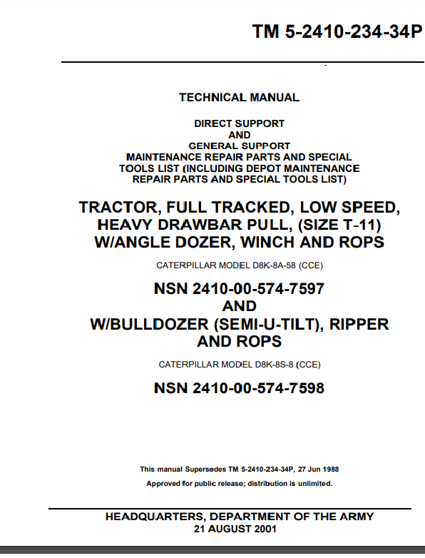 Manual Técnico - Partes Bulldozer Caterpillar D8K