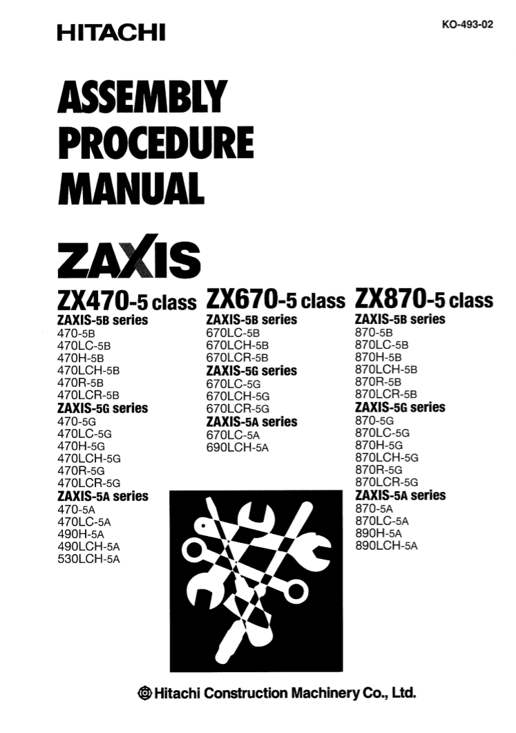 Manual de Ensamblaje Excavadora Hidráulica Hitachi ZX470-5 , ZX670-5 , ZX870-5