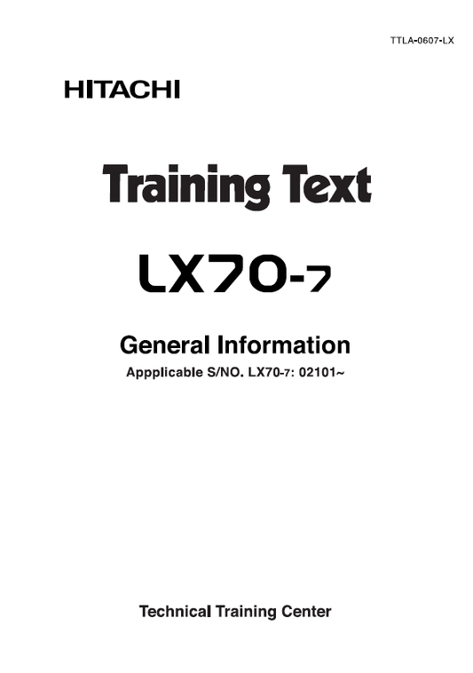 Manual de Entrenamiento Informnación General Cargador Hitachi LX70-7