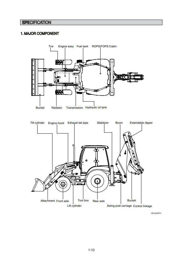 Manual de Especificaciónes Retroexcavadora Hyundai HB100