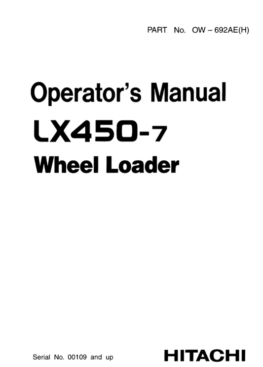 Manual de Operación Cargador Hitachi LX450-7