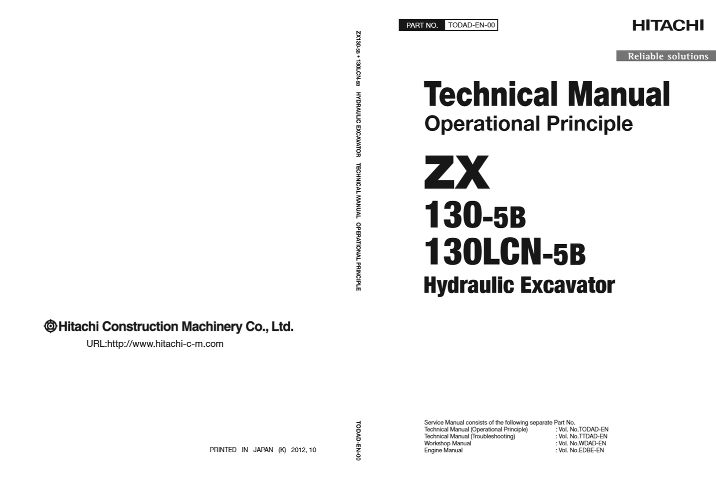 Manual de Operación Excavadora Hidráulica Hitachi ZX 130-5B 130LCN-5B