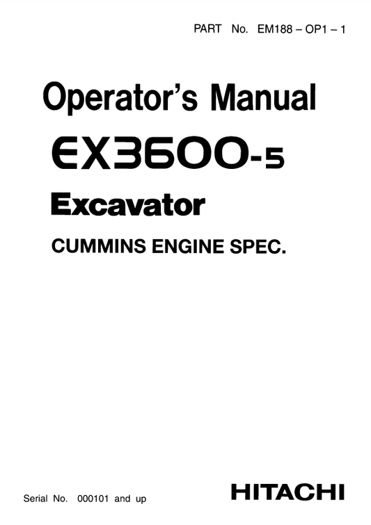 Manual de Operación Excavadora Hitachi EX3600-5