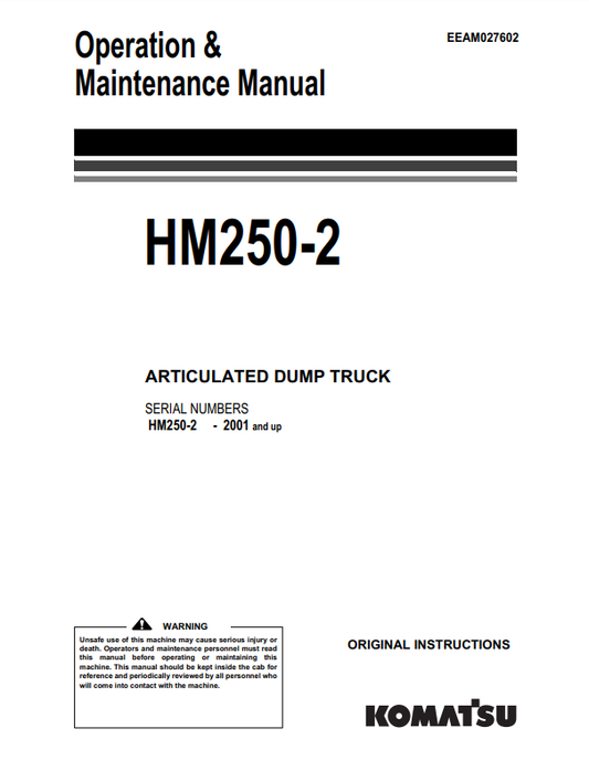 Manual de Operación y Mantenimiento Camión Komatsu HM250-2