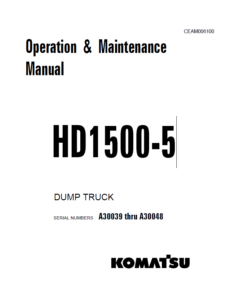 Manual de Operación y Mantenimiento Camión Minero Komatsu HD1500-5