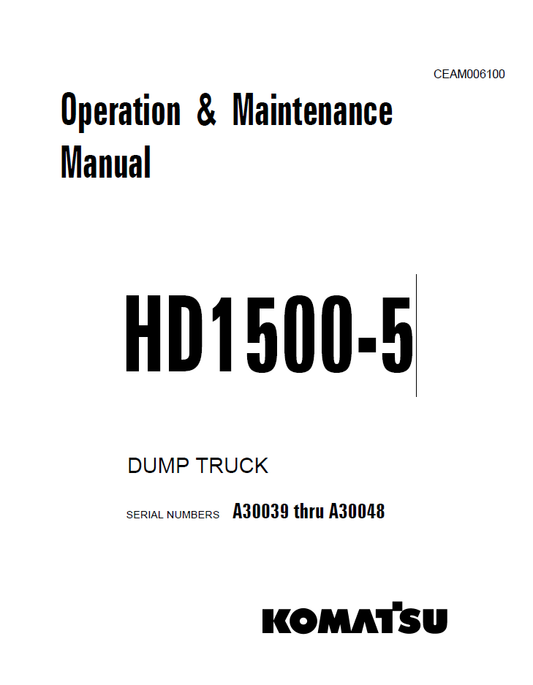 Manual de Operación y Mantenimiento Camión Minero Komatsu HD1500-5