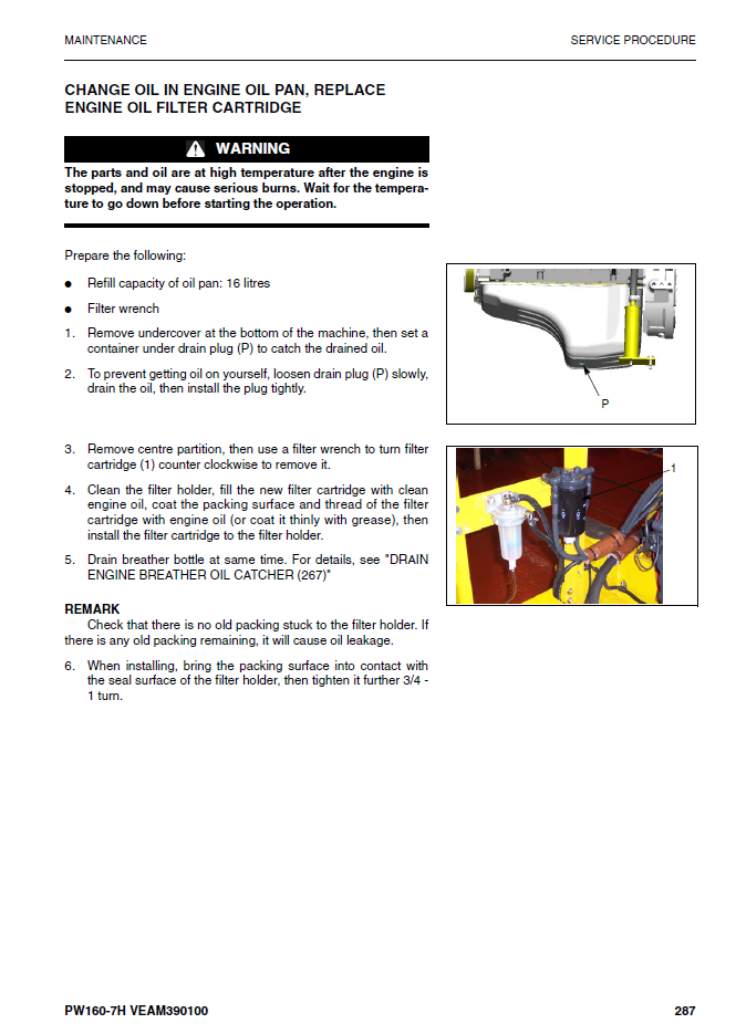 Manual de Operación y Mantenimiento Excavadora Sobre Ruedas Komatsu PW160-7H - H50051