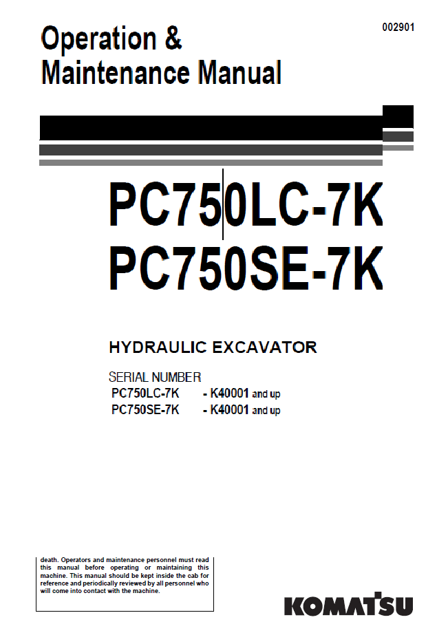Manual de Operación y Mantenimiento Excacadora Hidraúlica PC750LC-7K, PC750SE-7K - K40001