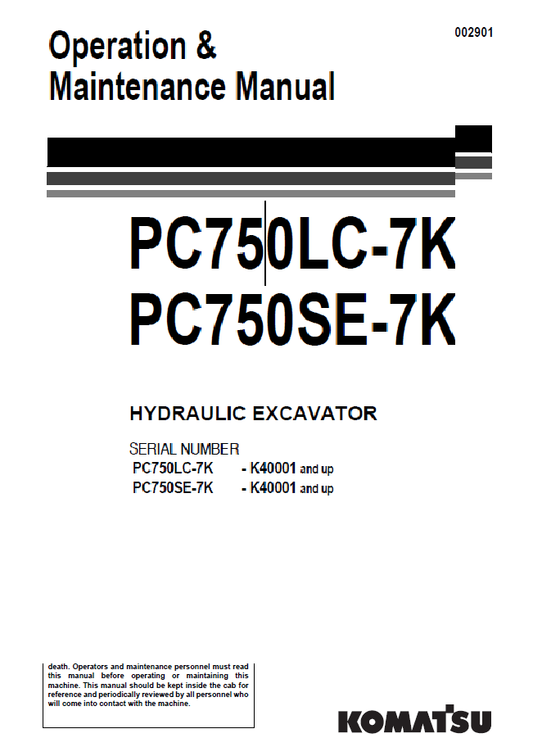Manual de Operación y Mantenimiento Excacadora Hidraúlica PC750LC-7K, PC750SE-7K - K40001