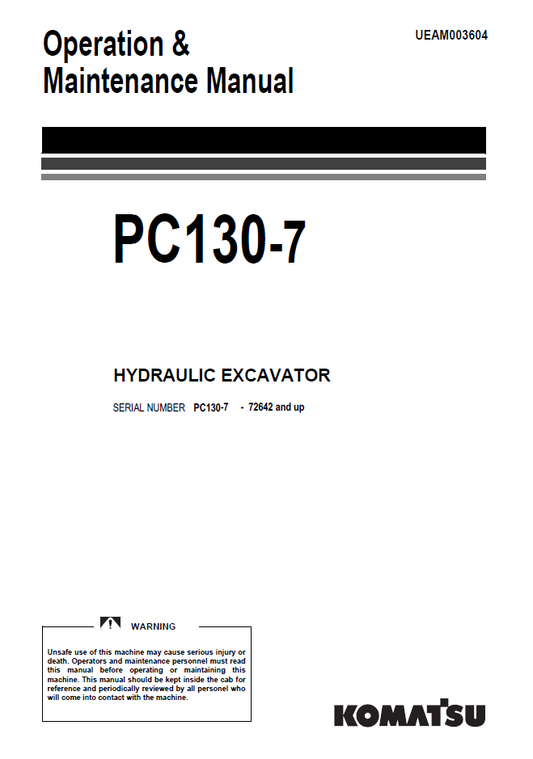 Manual de Operación y Mantenimiento Excavadora Hidraúlica Komatsu PC130-7 - 72642