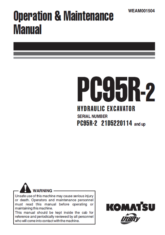 Manual de Operación y Mantenimiento Excavadora Hidraúlica Komatsu PC95R-2 - 21D5220114