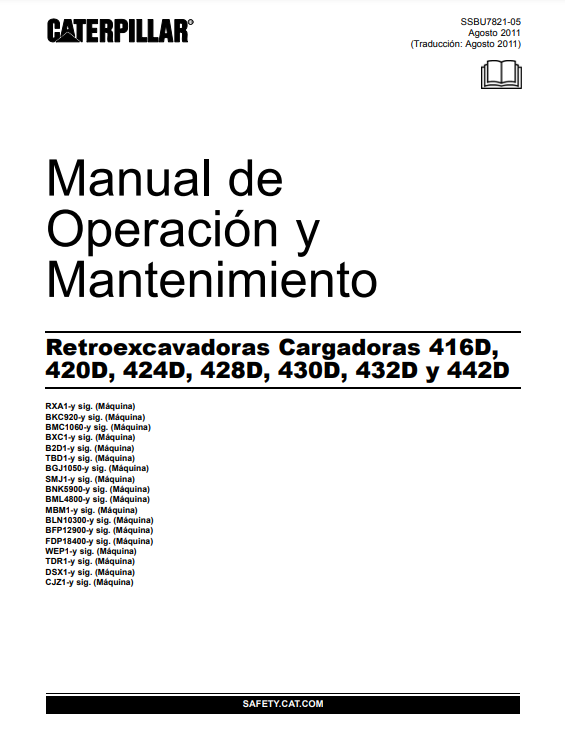 Manual de Operación y Mantenimiento Retroexcavadora Caterpillar 442D, 416D, 420D, 424D, 428D, 430D, 432D, 442D
