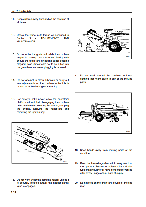 Manual de Operador Cosechadora New Holland TX62, TX63, TX64 plus, TX65 plus, TX66, TX67, TX68, Tx68