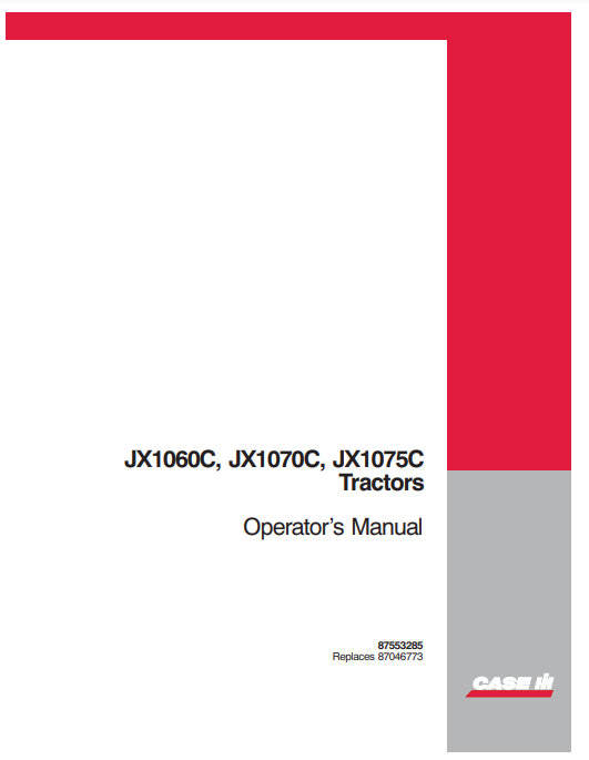 Manual de Operador Tractor Case IH JX1060 JX1070 Series
