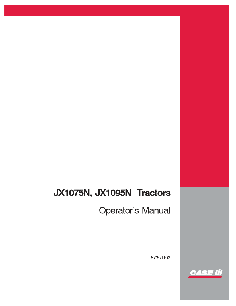 Manual De Operador Tractor Case Jx1075n Jx1095n Manualesdemaquinaria