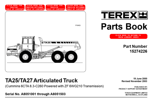 Manual de Partes Camión Articulado Terex TA25 -TA27