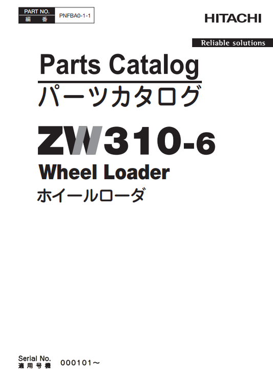 Manual de Partes Cargador de Ruedas Hitachi ZW310-6