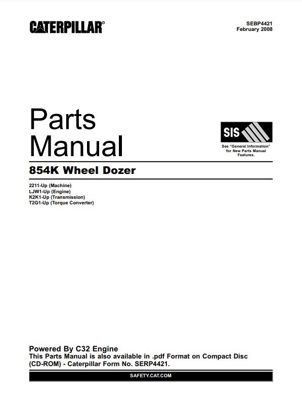 Manual de Partes Caterpillar Topadora de Ruedas Caterpillar 854K