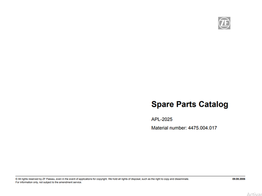Manual de Partes Eje Delantero ZF APL-2025 - 4475.004.017