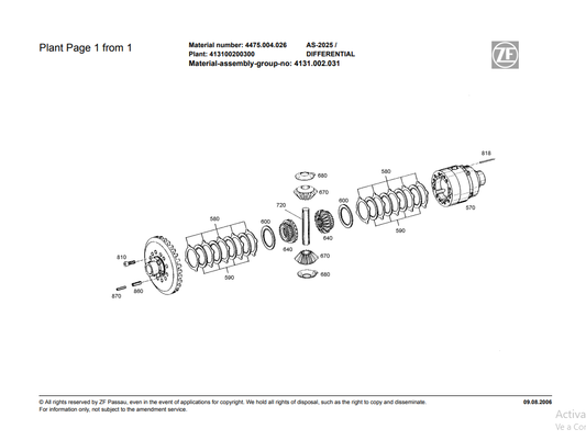 Manual de Partes Eje Delantero ZF AS-2025 - 4475.004.026
