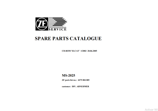 Manual de Partes Eje Delantero ZF CD- ROM 'EL CAT´ 1-2003  -  20.06