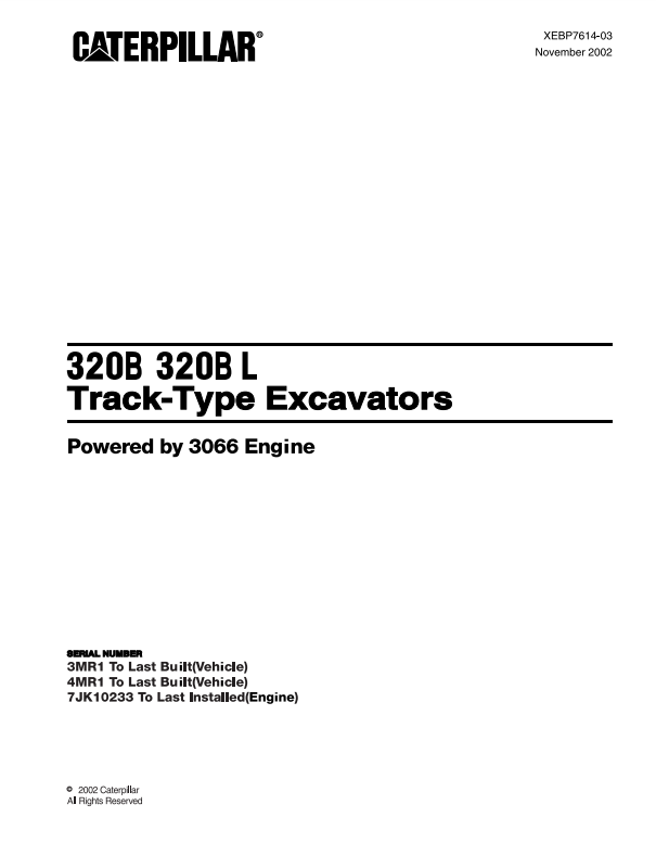 Manual de Partes Excavadora Caterpillar 320B, 320BL