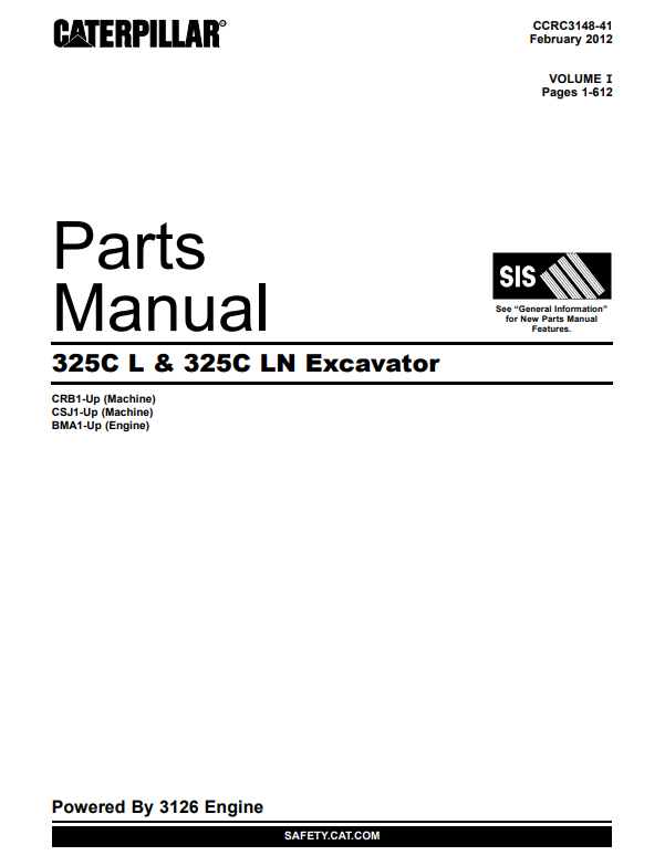 Manual de Partes Excavadora Caterpillar 325CL y 325CLN