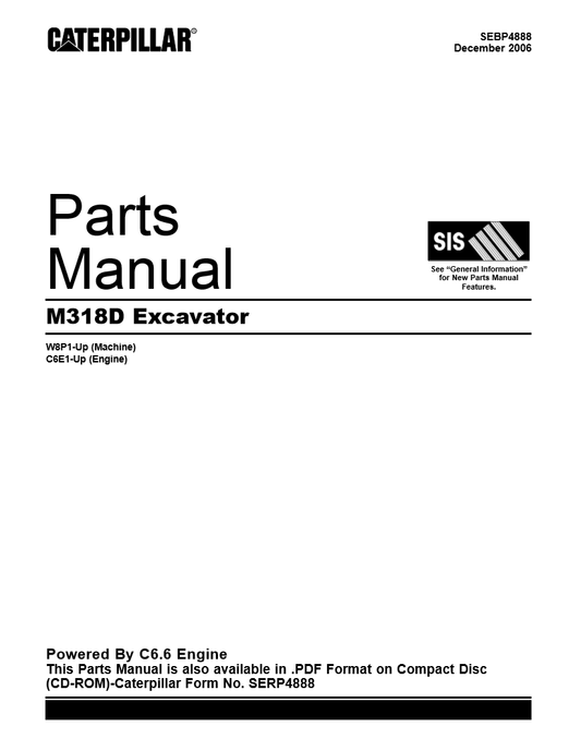 Manual de partes Excavadora Caterpillar M318D