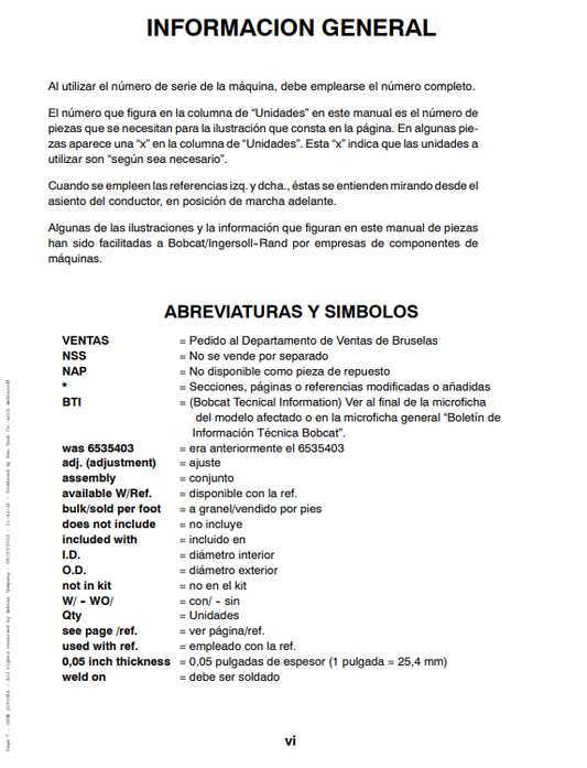 Manual de Partes Excavadora Compacta Bobcat E26