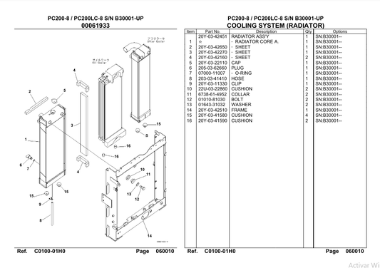 Manual de Partes Excavadora Komatsu PC200-8  PC200LC-8