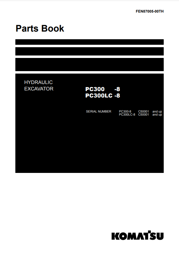 Manual de Partes Excavadora Komatsu PC300-8, PC300LC-8