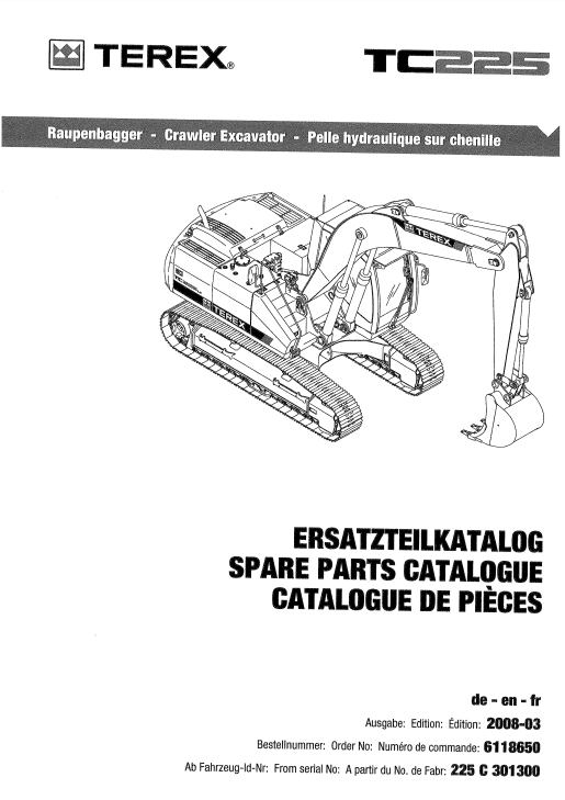 Manual de Partes Excavadora Terex TC225