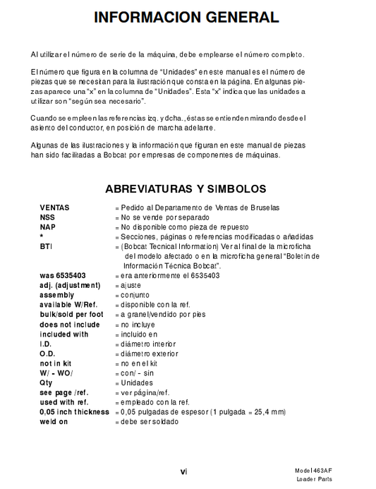 Manual de Partes Minicargador Bobcat 463