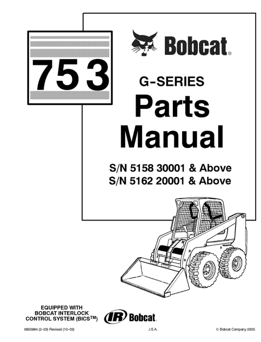 Manual de Partes Minicargador Bobcat 753 serie G