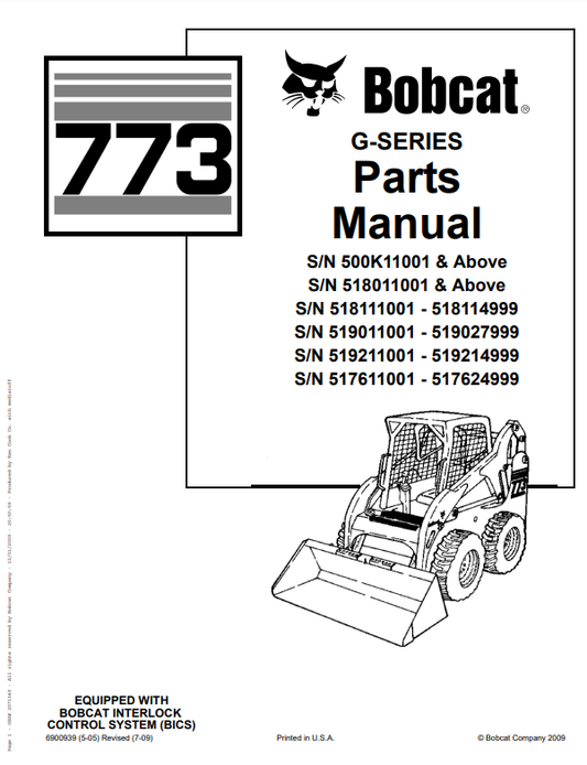 Manual de Partes Minicargador Bobcat 773 Serie G