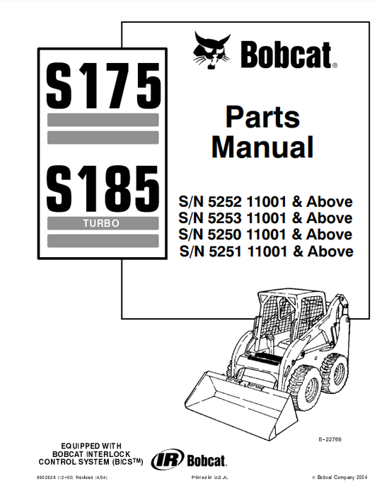 Manual de Partes Minicargador Bobcat S175, S185