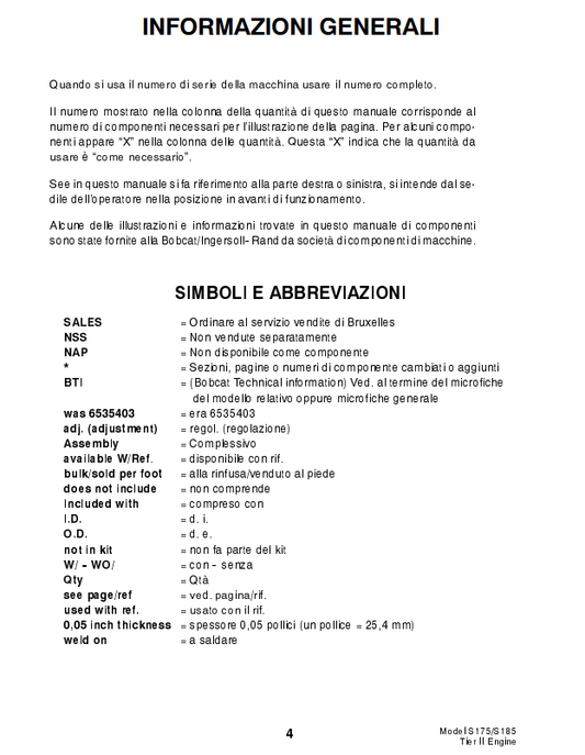 Manual de Partes Minicargador Bobcat S175, S185