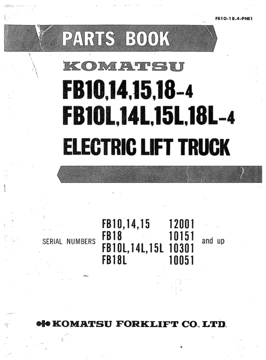 Manual de Partes Montacarga Eléctrico Komatsu FB10.14.15.18