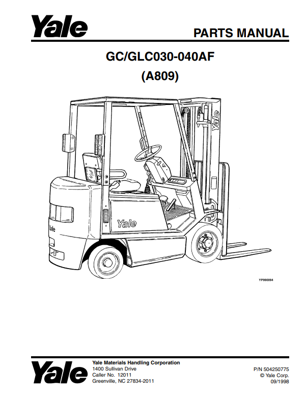 Manual de Partes Montacarga Hyster- Yale A809 (GC-GLC030-040AF)