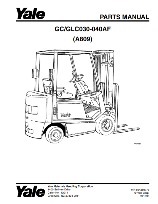 Manual de Partes Montacarga Hyster- Yale A809 (GC-GLC030-040AF)