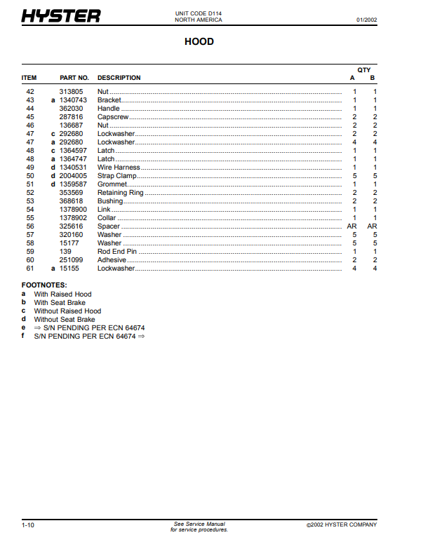 Manual de Partes Montacarga Hyster E25XM2, E30XM2, E35XM2, E40XMS2 (D114)