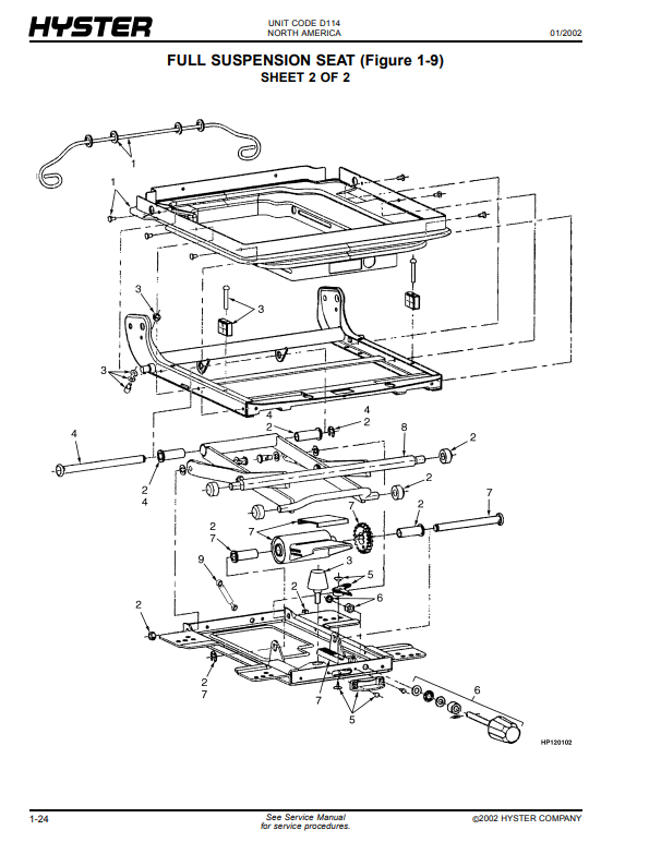 Manual de Partes Montacarga Hyster E25XM2, E30XM2, E35XM2, E40XMS2 (D114)