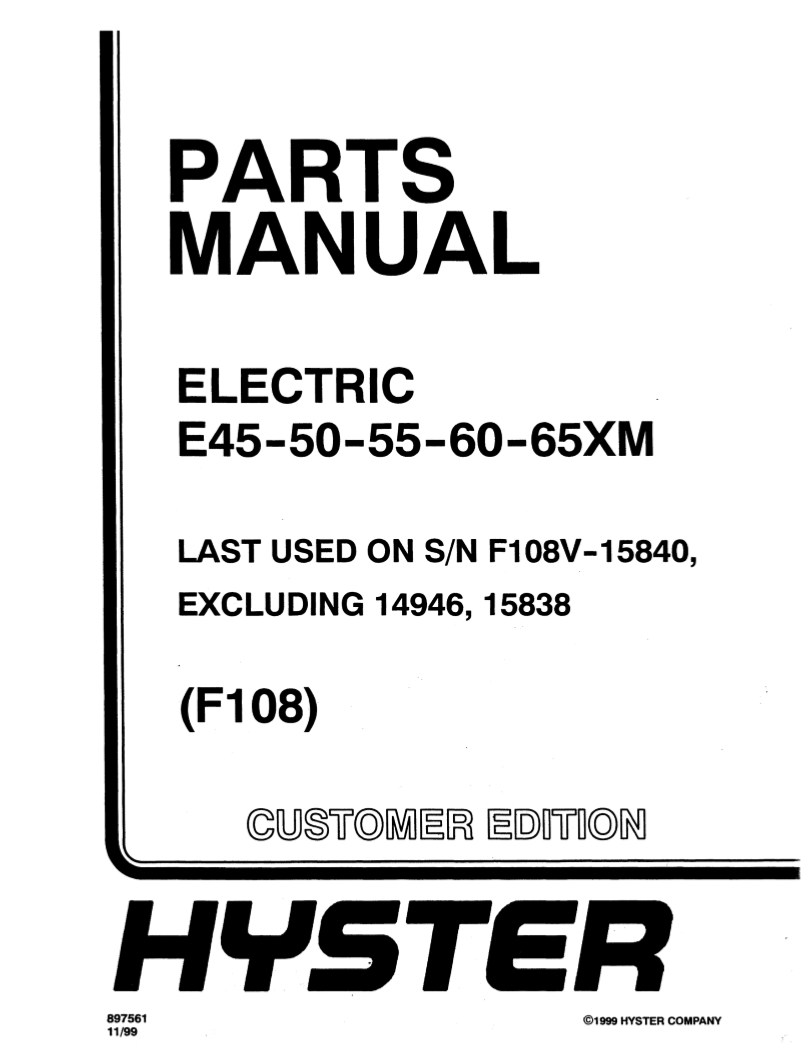 Manual de Partes Montacarga Hyster E45, E50, E55, E60, E65XM