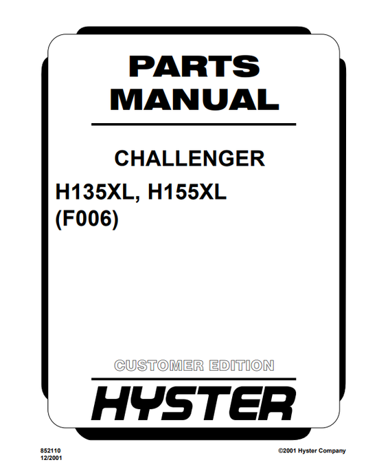 Manual de Partes Montacarga Hyster H135XL , H155XL