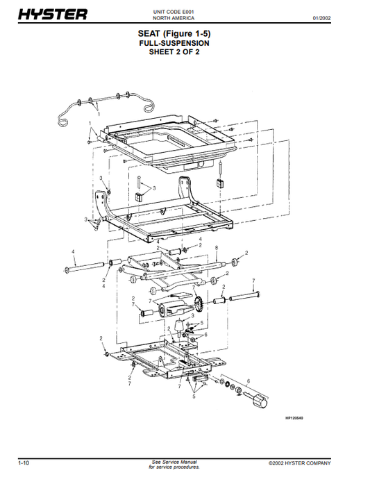 Manual de Partes Montacarga Hyster H25XM, H30XM, H35XM, H40XM, H40XMS (E001)