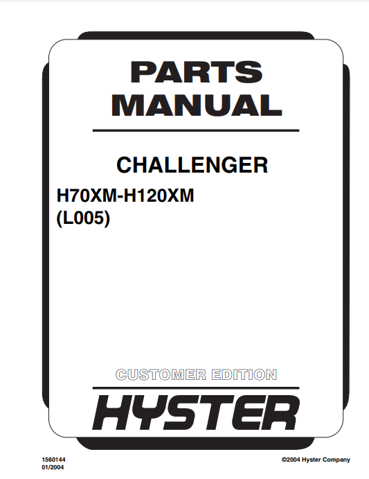 Manual de Partes Montacarga Hyster H70XM, H120XM (L0005)