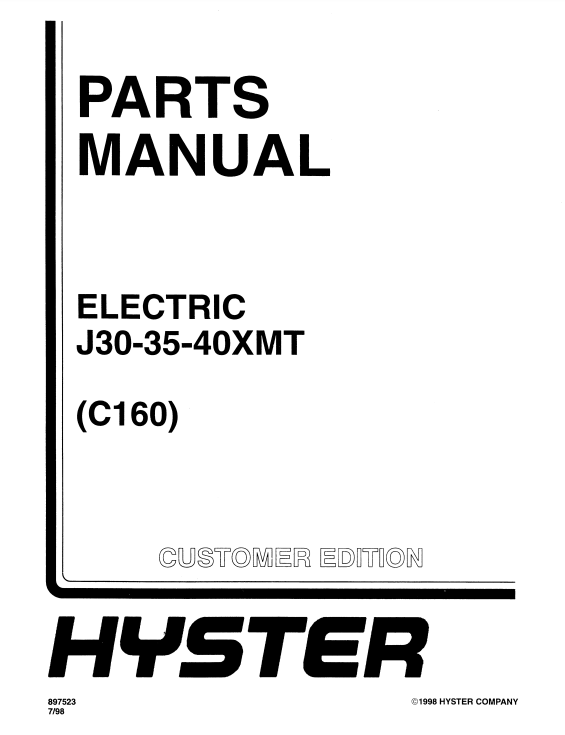 Manual de Partes Montacarga Hyster J30, J35, J40XMT (C160)