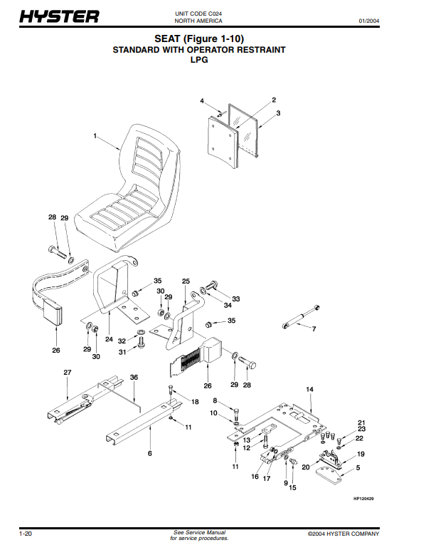 Manual de Partes Montacarga Hyster S135XL2, S155XL2 (C024)