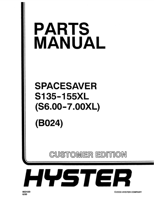 Manual de Partes Montacarga Hyster S135 , S155XL (B024)