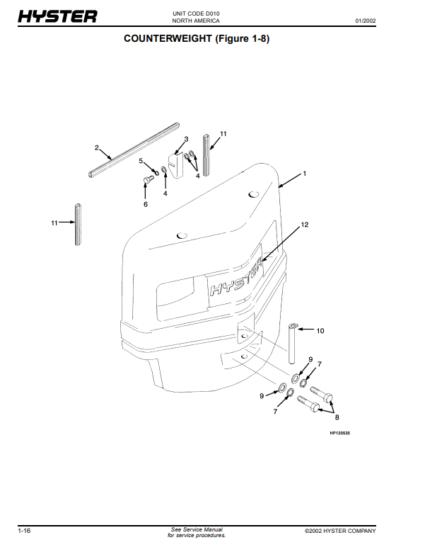 Manual de Partes Montacarga Hyster S25XM, S30XM, S35XM, S40XMS (D010)